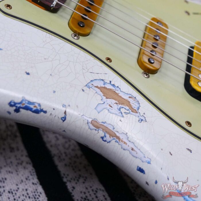 Fender Custom Shop Wild West White Lightning Stratocaster HSS Floyd Rose Rosewood Fingerboard 22 Frets Heavy Relic Lake Placid Blue - Image 9