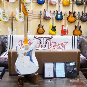 Fender Custom Shop Wild West White Lightning Stratocaster HSS Floyd Rose Rosewood Fingerboard 22 Frets Heavy Relic Lake Placid Blue - Image 10