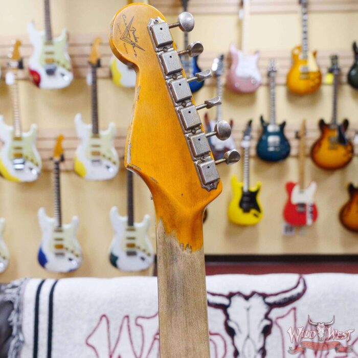 Fender Custom Shop Wild West White Lightning Stratocaster HSS Floyd Rose Rosewood Fingerboard 22 Frets Heavy Relic Lake Placid Blue - Image 11