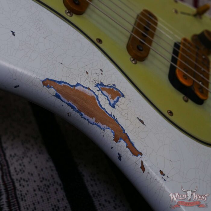 Fender Custom Shop Wild West White Lightning Stratocaster HSS Floyd Rose Maple Board 22 Frets Heavy Relic Lake Placid Blue - Image 9