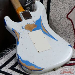 Fender Custom Shop Wild West White Lightning Stratocaster HSS Floyd Rose Maple Board 22 Frets Heavy Relic Lake Placid Blue - Image 12