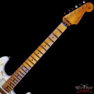 Fender Custom Shop Wild West White Lightning Stratocaster HSS Floyd Rose Maple Fingerboard Heavy Relic Olympic White over Black - Image 4