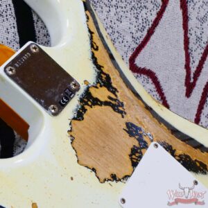 Fender Custom Shop Wild West White Lightning Stratocaster HSS Floyd Rose Maple Fingerboard Heavy Relic Olympic White over Black - Image 13