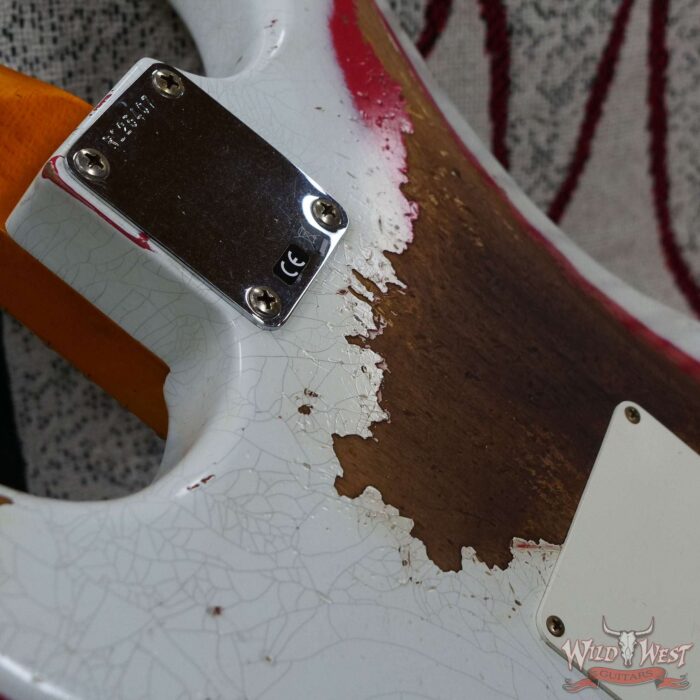Fender Custom Shop Wild West White Lightning Stratocaster HSS Floyd Rose Maple Board 22 Frets Heavy Relic Fiesta Red - Image 13