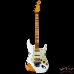 Fender Custom Shop Wild West White Lightning Stratocaster HSS Floyd Rose Maple Board 22 Frets Heavy Relic 2 Tone Sunburst 7.95 LBS - Image 3
