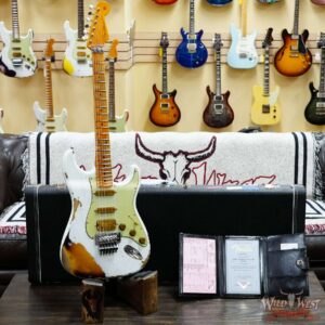 Fender Custom Shop Wild West White Lightning Stratocaster HSS Floyd Rose Maple Board 22 Frets Heavy Relic 2 Tone Sunburst 7.95 LBS - Image 6