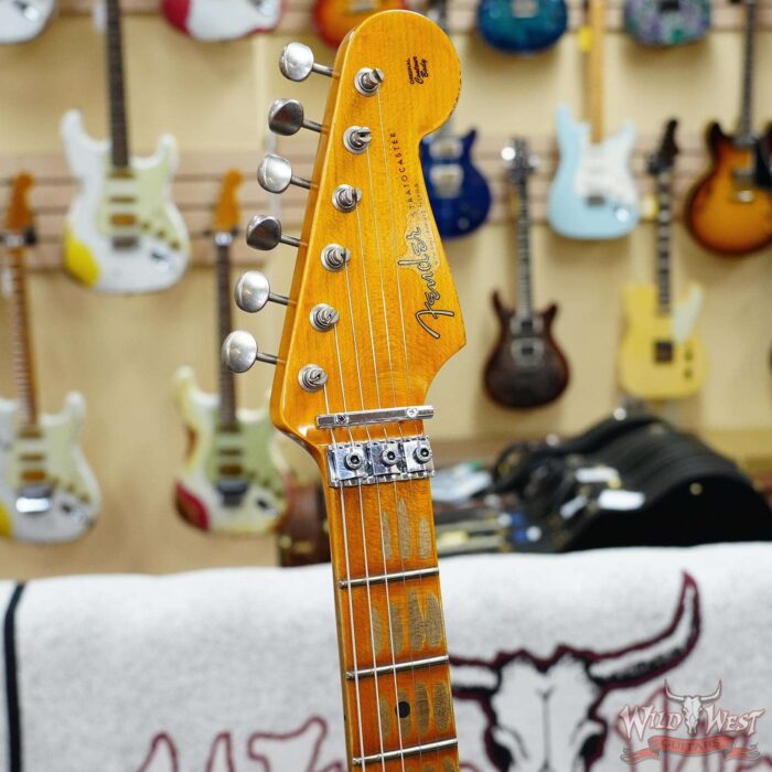 Fender Custom Shop Wild West White Lightning Stratocaster HSS Floyd Rose Maple Board 22 Frets Heavy Relic 2 Tone Sunburst 7.95 LBS - Image 7