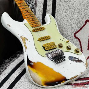 Fender Custom Shop Wild West White Lightning Stratocaster HSS Floyd Rose Maple Board 22 Frets Heavy Relic 2 Tone Sunburst 7.95 LBS - Image 8