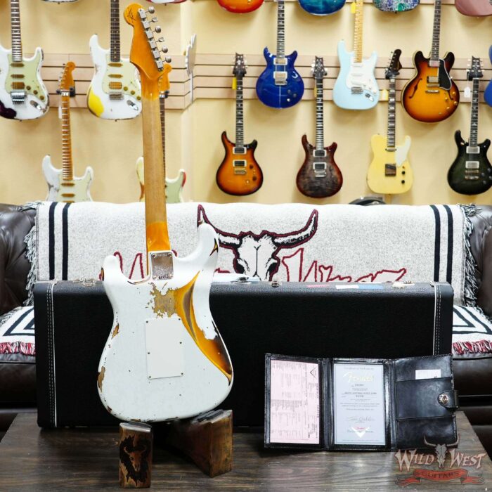 Fender Custom Shop Wild West White Lightning Stratocaster HSS Floyd Rose Maple Board 22 Frets Heavy Relic 2 Tone Sunburst 7.95 LBS - Image 10