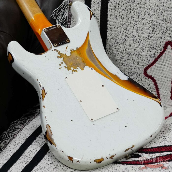 Fender Custom Shop Wild West White Lightning Stratocaster HSS Floyd Rose Maple Board 22 Frets Heavy Relic 2 Tone Sunburst 7.95 LBS - Image 12