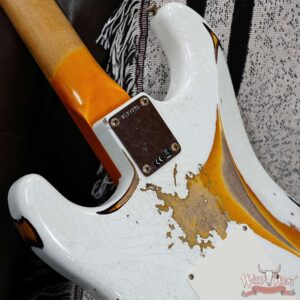 Fender Custom Shop Wild West White Lightning Stratocaster HSS Floyd Rose Maple Board 22 Frets Heavy Relic 2 Tone Sunburst 7.95 LBS - Image 13