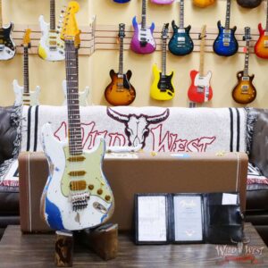 Fender Custom Shop Wild West White Lightning Stratocaster HSS Floyd Rose Rosewood Board 22 Frets Heavy Relic Lake Placid Blue - Image 6