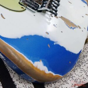 Fender Custom Shop Wild West White Lightning Stratocaster HSS Floyd Rose Rosewood Board 22 Frets Heavy Relic Lake Placid Blue - Image 9