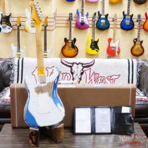 Fender Custom Shop Wild West White Lightning Stratocaster HSS Floyd Rose Rosewood Board 22 Frets Heavy Relic Lake Placid Blue - Image 10