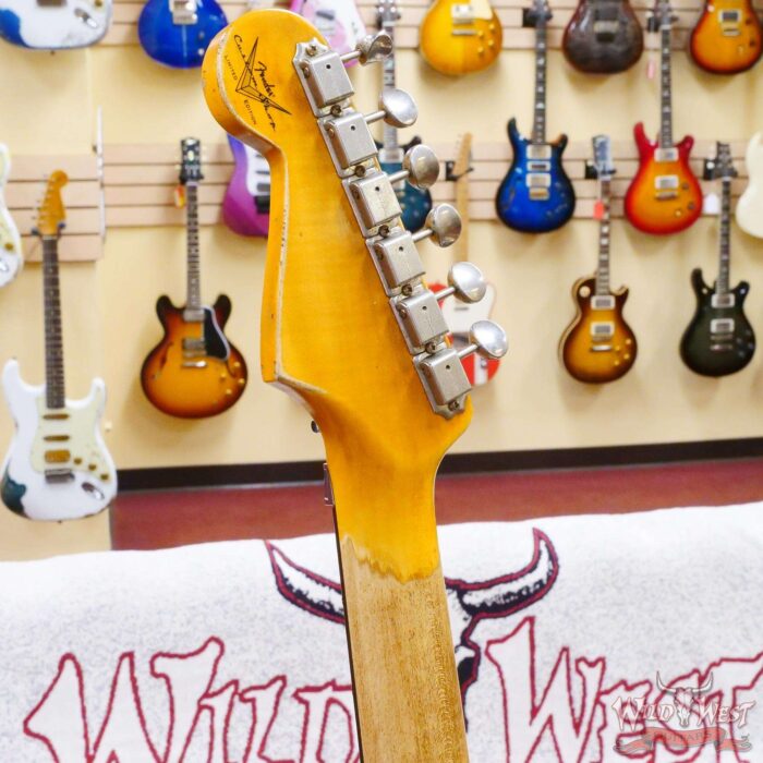 Fender Custom Shop Wild West White Lightning Stratocaster HSS Floyd Rose Rosewood Board 22 Frets Heavy Relic Lake Placid Blue - Image 11