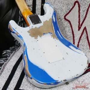 Fender Custom Shop Wild West White Lightning Stratocaster HSS Floyd Rose Rosewood Board 22 Frets Heavy Relic Lake Placid Blue - Image 12