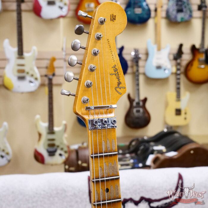 Fender Custom Shop Wild West White Lightning Stratocaster HSS Floyd Rose Maple Board 22 Frets Heavy Relic Lake Placid Blue 8.05 LBS - Image 7