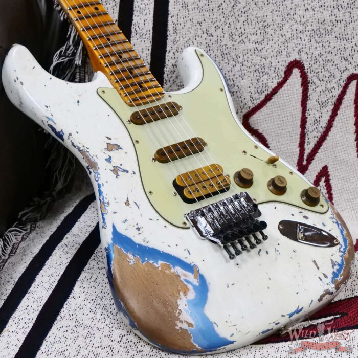 Fender Custom Shop Wild West White Lightning Stratocaster HSS Floyd Rose Maple Board 22 Frets Heavy Relic Lake Placid Blue 8.05 LBS - Image 8