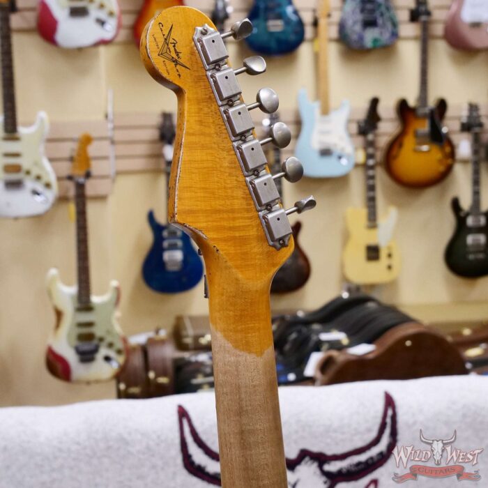 Fender Custom Shop Wild West White Lightning Stratocaster HSS Floyd Rose Maple Board 22 Frets Heavy Relic Lake Placid Blue 8.05 LBS - Image 11