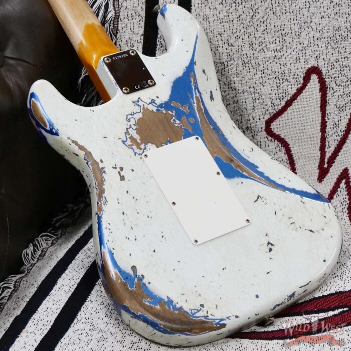 Fender Custom Shop Wild West White Lightning Stratocaster HSS Floyd Rose Maple Board 22 Frets Heavy Relic Lake Placid Blue 8.05 LBS - Image 12