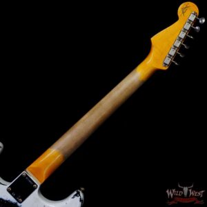 Fender Custom Shop Wild West White Lightning Stratocaster HSS Floyd Rose Maple Fingerboard Black Pickguard Heavy Relic Olympic White over Black - Image 5