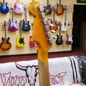 Fender Custom Shop Wild West White Lightning Stratocaster HSS Floyd Rose Maple Fingerboard Black Pickguard Heavy Relic Olympic White over Black - Image 11