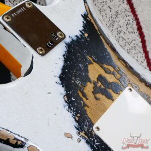 Fender Custom Shop Wild West White Lightning Stratocaster HSS Floyd Rose Maple Fingerboard Black Pickguard Heavy Relic Olympic White over Black - Image 13
