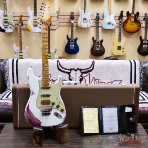 Fender Custom Shop Wild West White Lightning Stratocaster HSS Floyd Rose Maple Board 22 Frets Heavy Relic Pink Paisley 8.05 LBS - Image 6
