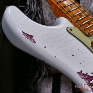 Fender Custom Shop Wild West White Lightning Stratocaster HSS Floyd Rose Maple Board 22 Frets Heavy Relic Pink Paisley 8.05 LBS - Image 9