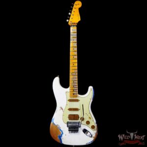 Fender Custom Shop Wild West White Lightning Stratocaster HSS Floyd Rose Maple Board 22 Frets Heavy Relic Lake Placid Blue - Image 3