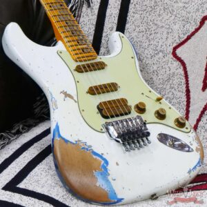 Fender Custom Shop Wild West White Lightning Stratocaster HSS Floyd Rose Maple Board 22 Frets Heavy Relic Lake Placid Blue - Image 8