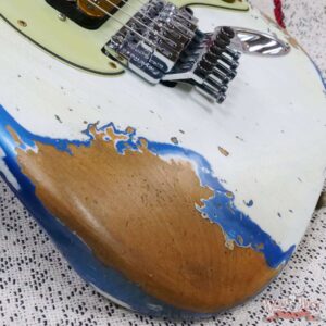 Fender Custom Shop Wild West White Lightning Stratocaster HSS Floyd Rose Maple Board 22 Frets Heavy Relic Lake Placid Blue - Image 9