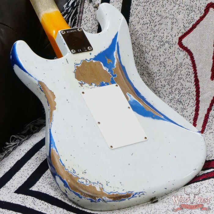 Fender Custom Shop Wild West White Lightning Stratocaster HSS Floyd Rose Maple Board 22 Frets Heavy Relic Lake Placid Blue - Image 12