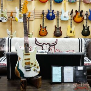 Fender Custom Shop Wild West White Lightning Stratocaster HSS Floyd Rose Rosewood Board 22 Frets Heavy Relic British Racing Green 8.20 LBS - Image 6