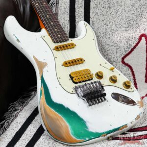 Fender Custom Shop Wild West White Lightning Stratocaster HSS Floyd Rose Rosewood Board 22 Frets Heavy Relic British Racing Green 8.20 LBS - Image 8