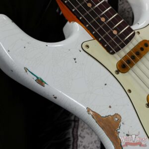 Fender Custom Shop Wild West White Lightning Stratocaster HSS Floyd Rose Rosewood Board 22 Frets Heavy Relic British Racing Green 8.20 LBS - Image 9