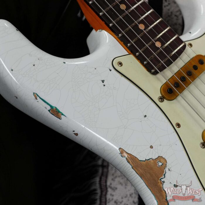 Fender Custom Shop Wild West White Lightning Stratocaster HSS Floyd Rose Rosewood Board 22 Frets Heavy Relic British Racing Green 8.20 LBS - Image 9
