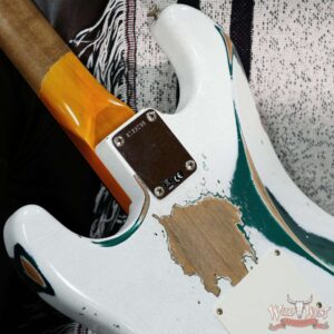 Fender Custom Shop Wild West White Lightning Stratocaster HSS Floyd Rose Rosewood Board 22 Frets Heavy Relic British Racing Green 8.20 LBS - Image 13