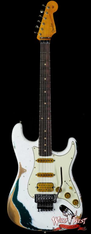 Fender Custom Shop Wild West White Lightning Stratocaster HSS Floyd Rose Rosewood Board 22 Frets Heavy Relic British Racing Green 8.20 LBS
