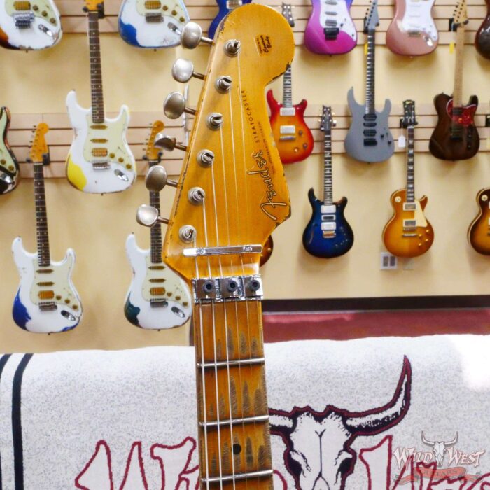 Fender Custom Shop Wild West White Lightning Stratocaster HSS Floyd Rose Maple Board 22 Frets Heavy Relic British Racing Green - Image 7