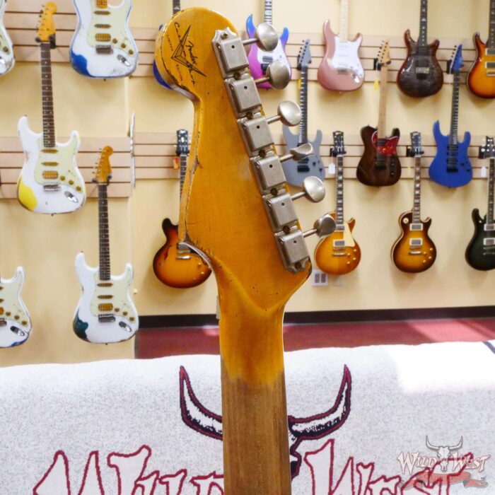 Fender Custom Shop Wild West White Lightning Stratocaster HSS Floyd Rose Maple Board 22 Frets Heavy Relic British Racing Green - Image 11