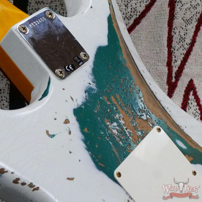 Fender Custom Shop Wild West White Lightning Stratocaster HSS Floyd Rose Rosewood Board 22 Frets Heavy Relic British Racing Green - Image 13
