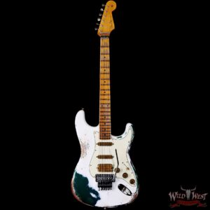 Fender Custom Shop Wild West White Lightning Stratocaster HSS Floyd Rose Maple Board 22 Frets Heavy Relic British Racing Green 8.00 LBS - Image 3