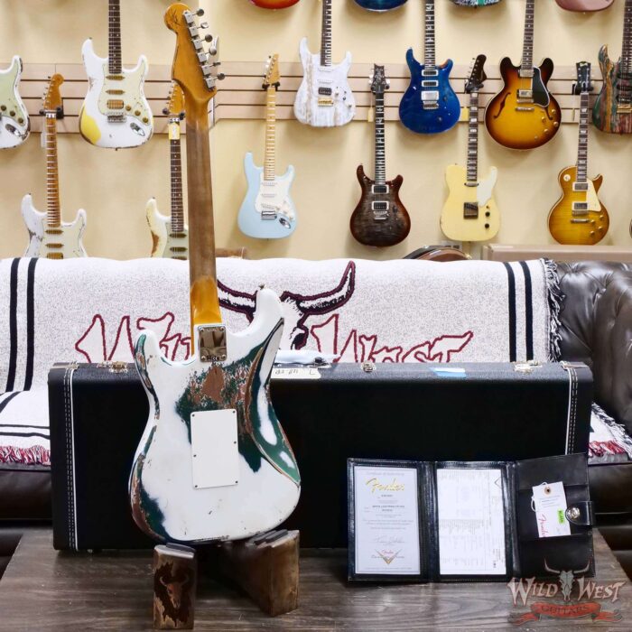 Fender Custom Shop Wild West White Lightning Stratocaster HSS Floyd Rose Maple Board 22 Frets Heavy Relic British Racing Green 8.00 LBS - Image 10