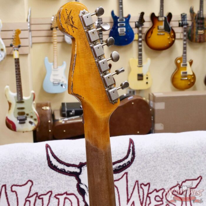 Fender Custom Shop Wild West White Lightning Stratocaster HSS Floyd Rose Maple Board 22 Frets Heavy Relic British Racing Green 8.00 LBS - Image 11
