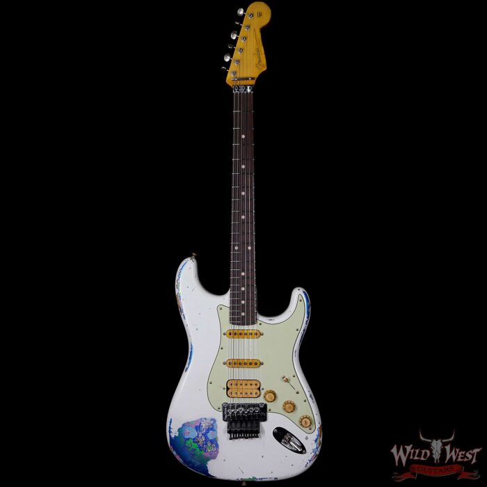 Fender Custom Shop White Lightning Stratocaster HSS Floyd Rose Heavy Relic Rosewood Board 22 Frets Blue Flower - Image 4