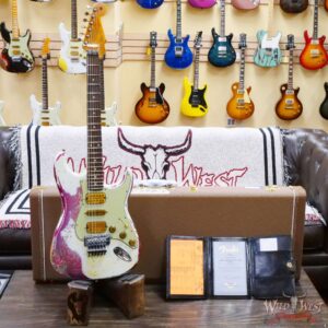 Fender Custom Shop Wild West White Lightning Stratocaster HSH Floyd Rose Rosewood Board 22 Frets Heavy Relic Pink Paisley - Image 6