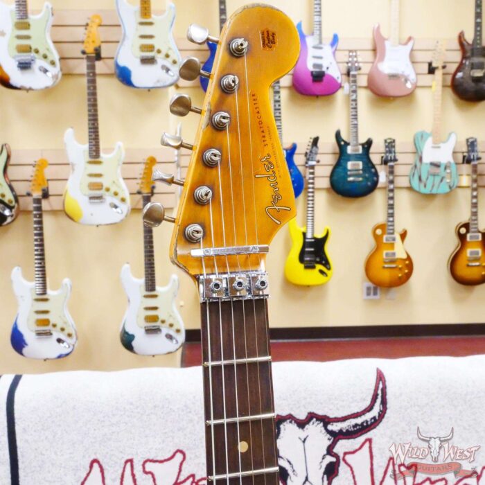 Fender Custom Shop Wild West White Lightning Stratocaster HSH Floyd Rose Rosewood Board 22 Frets Heavy Relic Pink Paisley - Image 7
