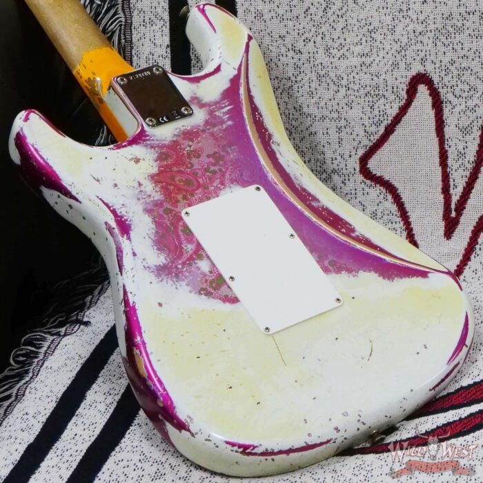 Fender Custom Shop Wild West White Lightning Stratocaster HSH Floyd Rose Rosewood Board 22 Frets Heavy Relic Pink Paisley - Image 12