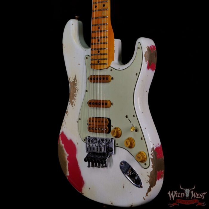 Fender Custom Shop Wild West White Lightning Stratocaster Floyd Rose Heavy Relic Maple Board 21 Frets Fiesta Red - Image 2
